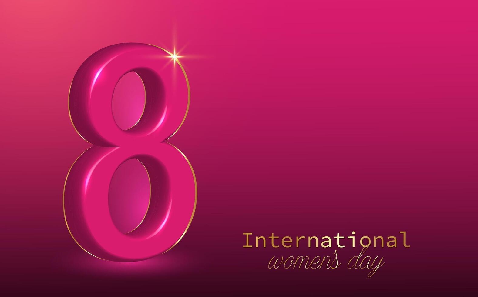 International women's day concept poster. 3D 8 sign illustration pink background with copy space for your text. 2025 womens day banner campaign theme vector