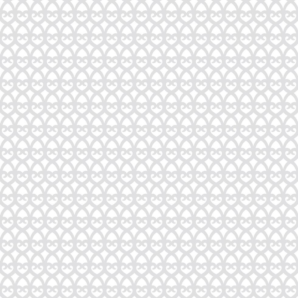 Ornate seamless pattern in oriental style. Grey geometric background in kazakh, turkish, eastern style for textile, linen, scarf, shirt. Wavy traditional backdrop for web, invitation. vector