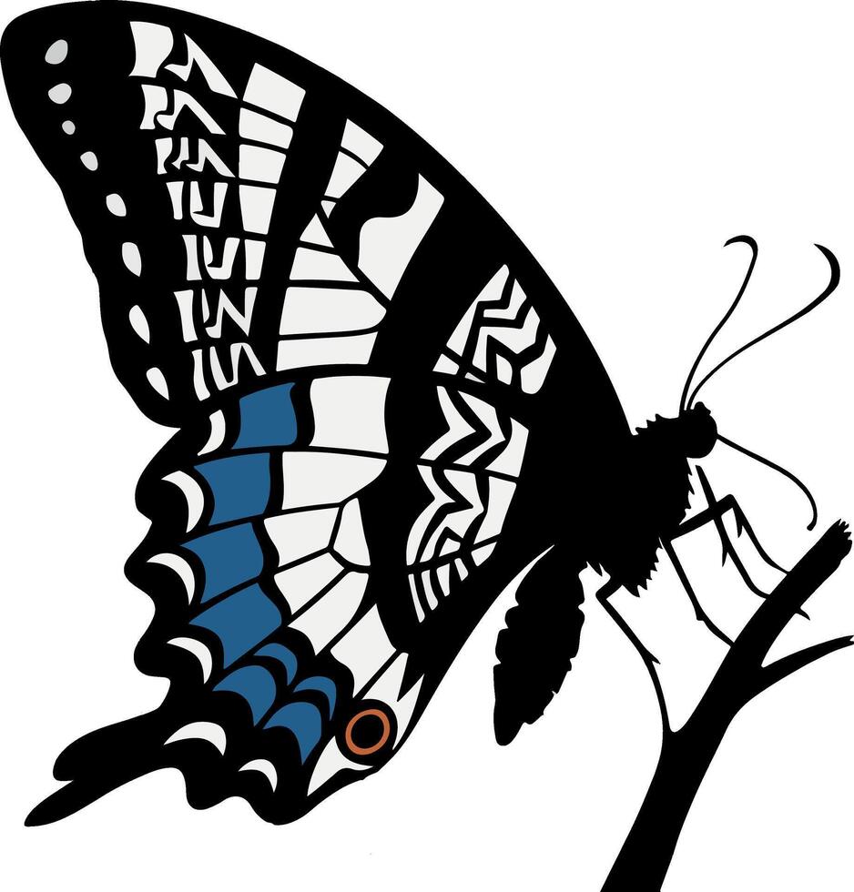 Elegant Swallowtail Butterfly Silhouette vector