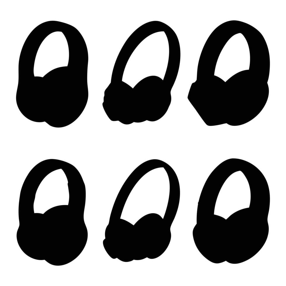 Different Headset Designs Outline Black Style Headphones With Microphones Simple icons Set vector