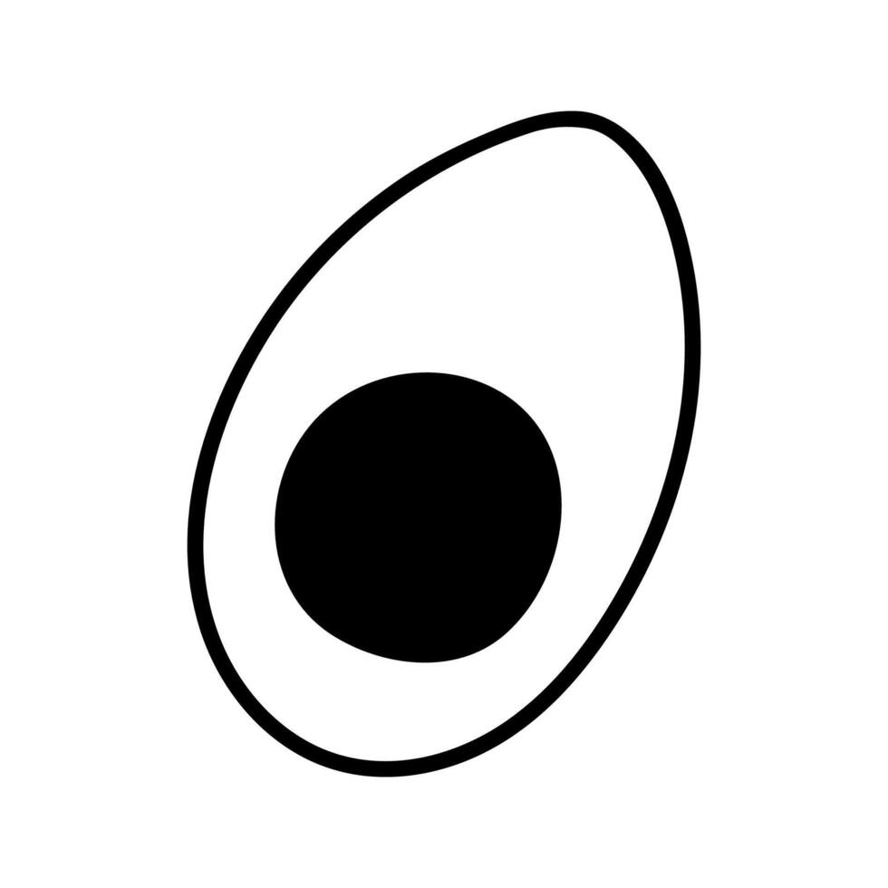 Simple linear half of boiled egg with yolk, hand drawn doodle silhouette vector