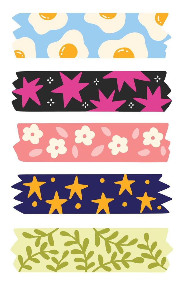 The cute Washi tape collection comes in a variety of unique designs vector
