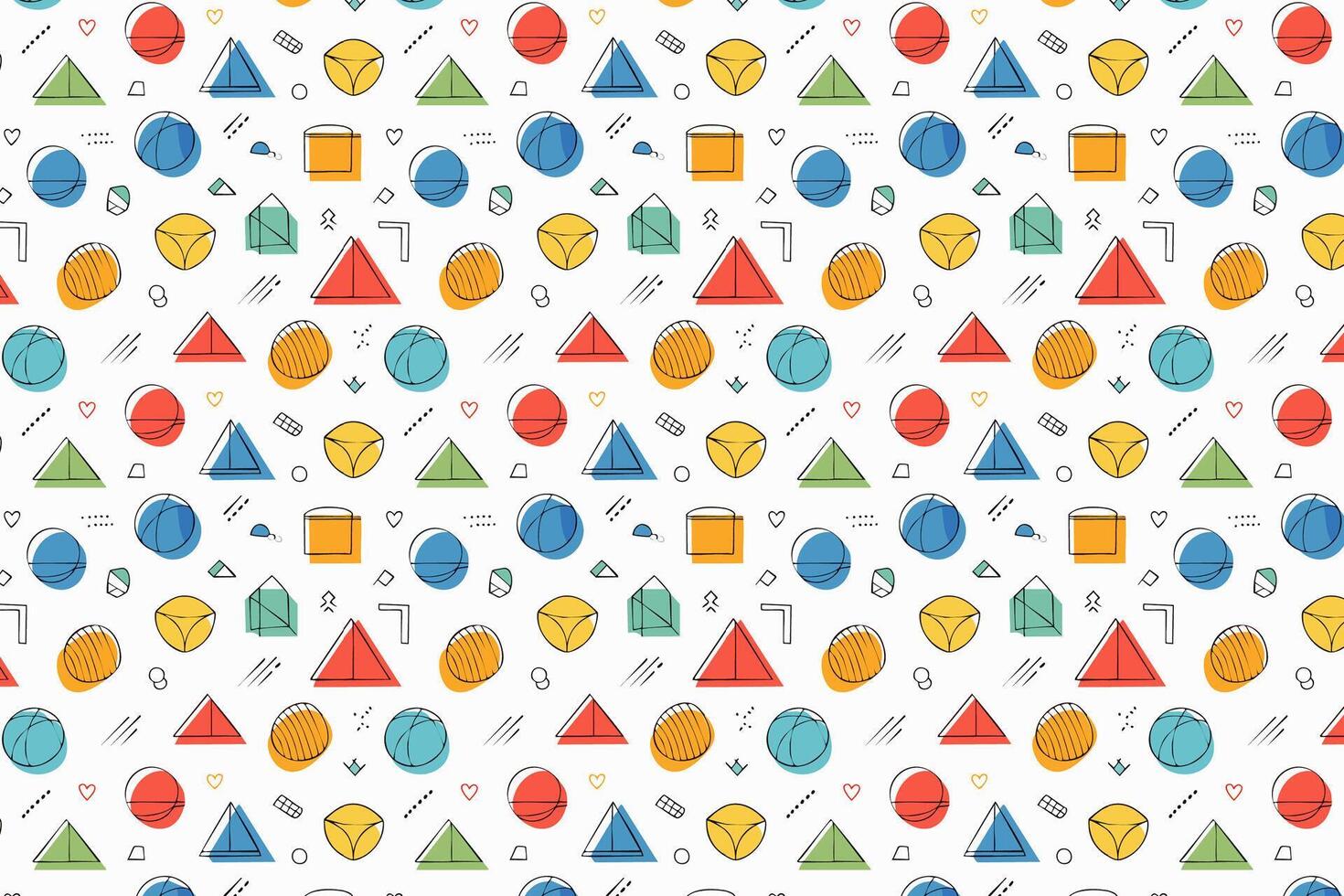 A colorful pattern with various shapes and colors vector