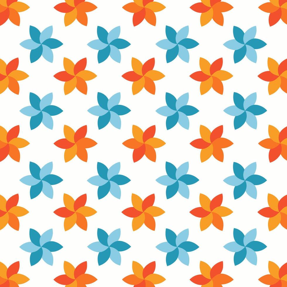 A colorful pattern with orange and blue flowers vector
