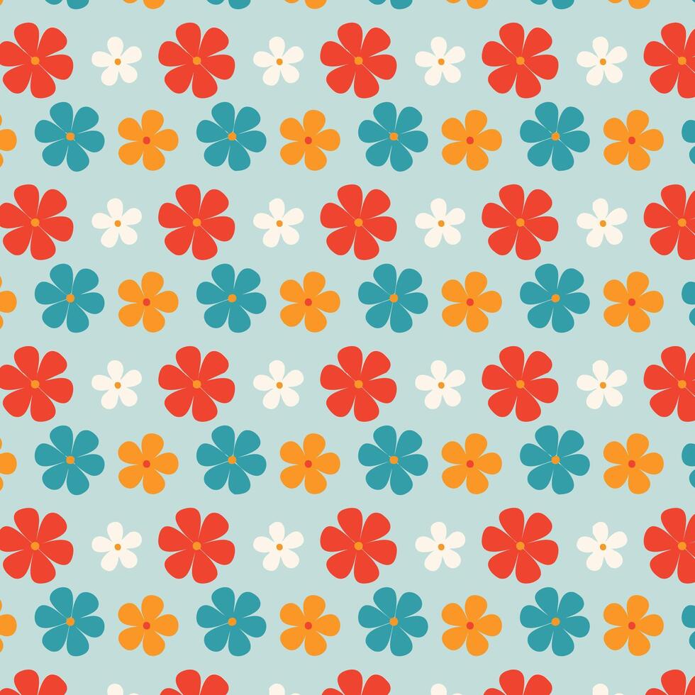 A colorful pattern with flowers on a blue background vector