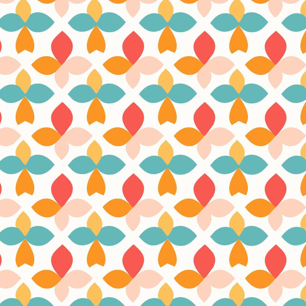 A colorful pattern with orange, blue and green leaves vector
