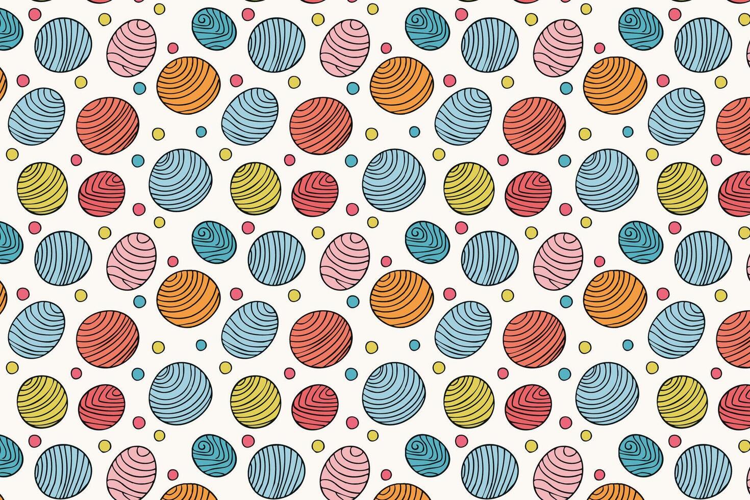A pattern with colorful eggs and dots vector