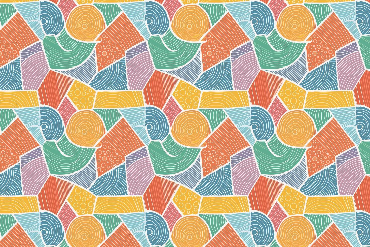 A colorful pattern with a lot of shapes vector