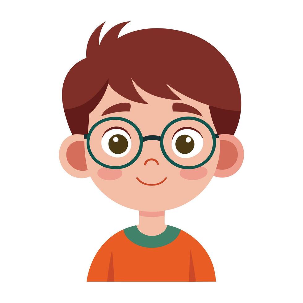 a flat illustration, a boy with glasses, an orange sweater vector