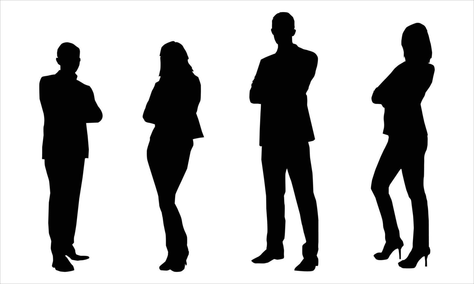 silhouette set of people on a white background vector