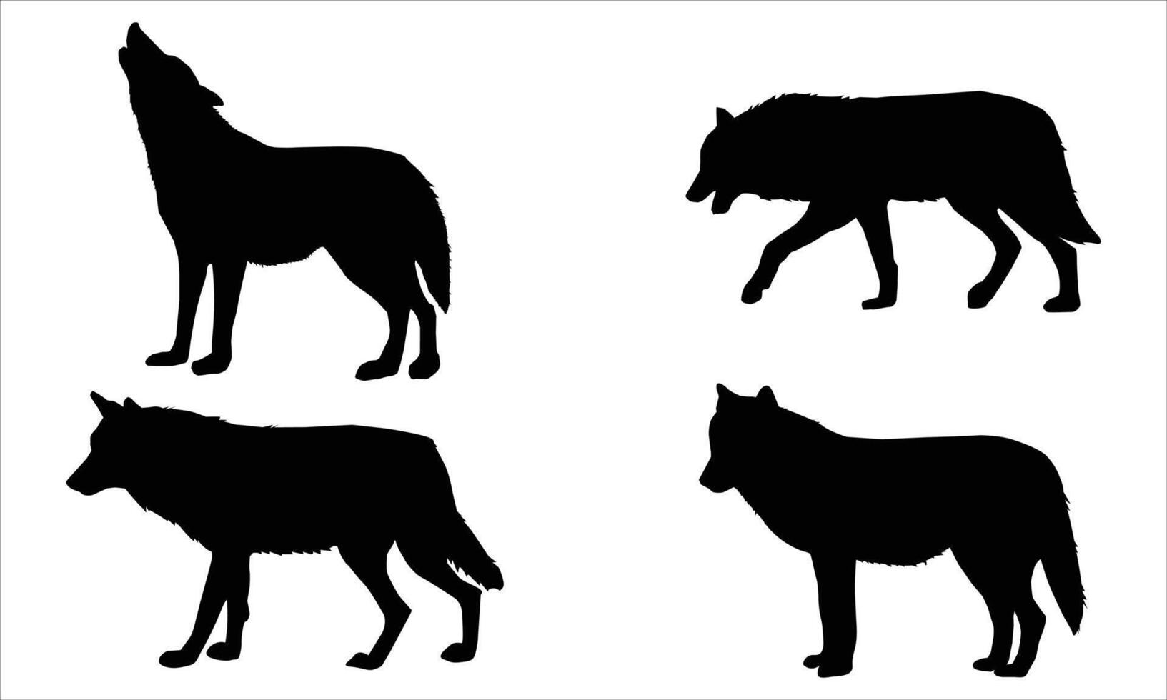 Silhouette set of a wolf illustration isolated on white background.wolf silhouette set vector
