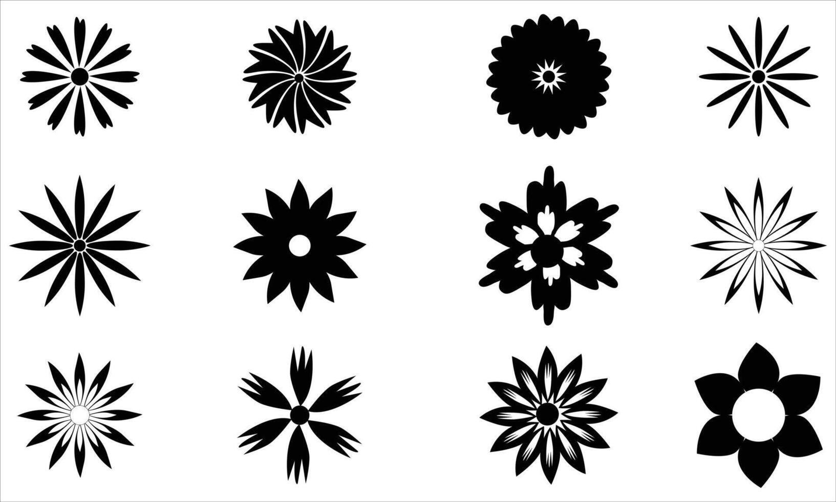 Flower icon silhouette icon set bundle vector