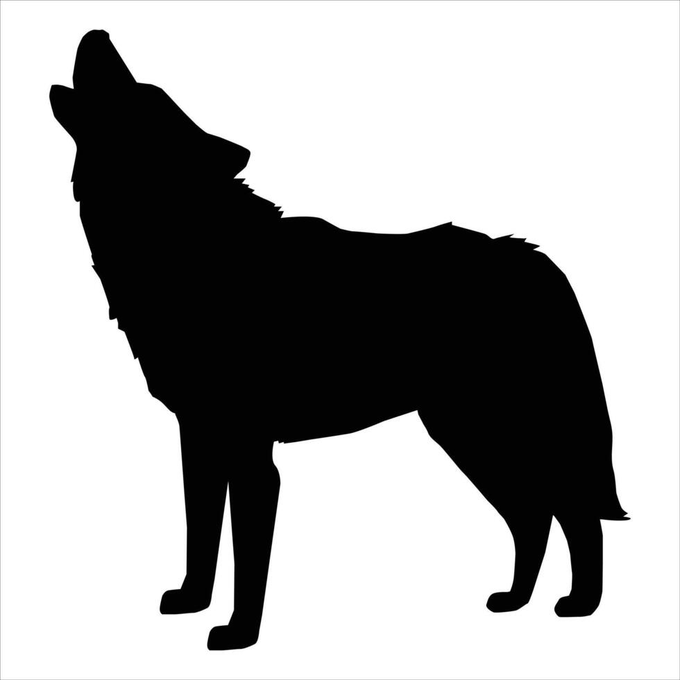silhouette Illustration of a howling wolf on a white background vector