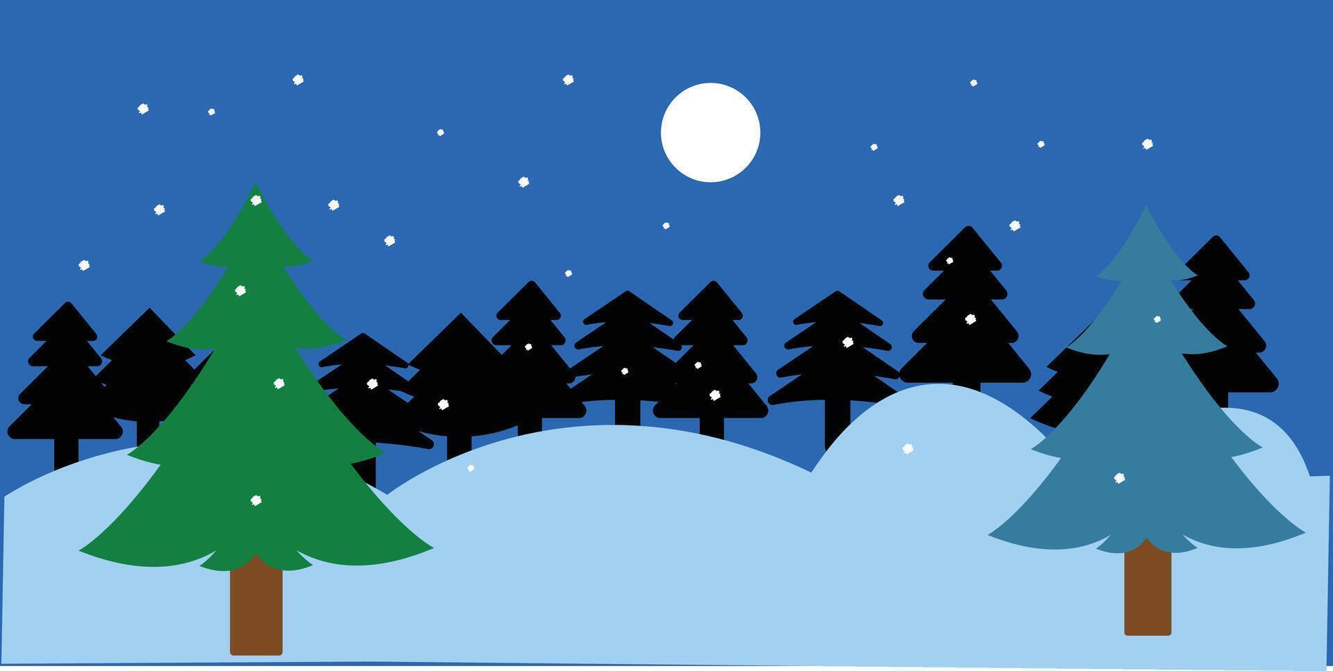christmas tree with beautiful moon vector