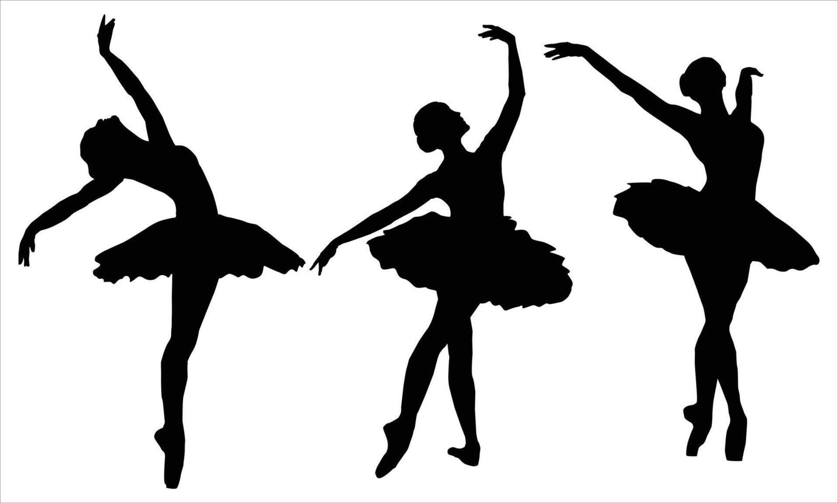 Illustrated silhouettes of ballet dancers on a white background vector