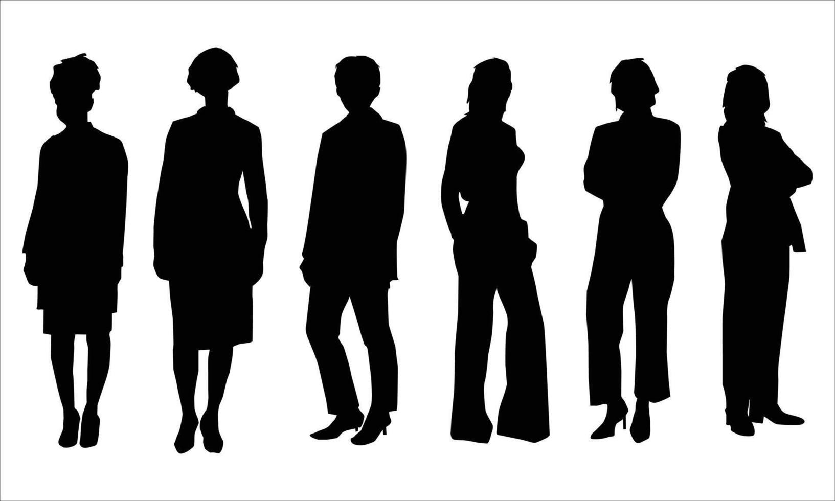 people silhouette icon set.a group of men and women stand on a white background vector