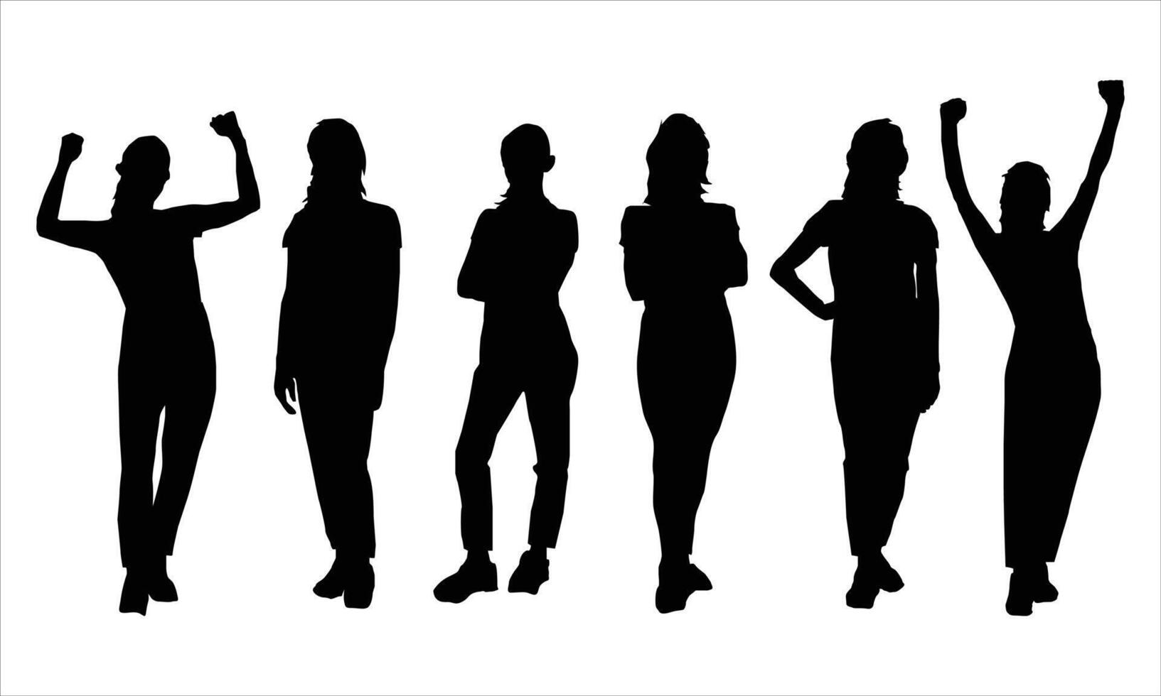 silhouettes of women on a white background.women silhouette set vector