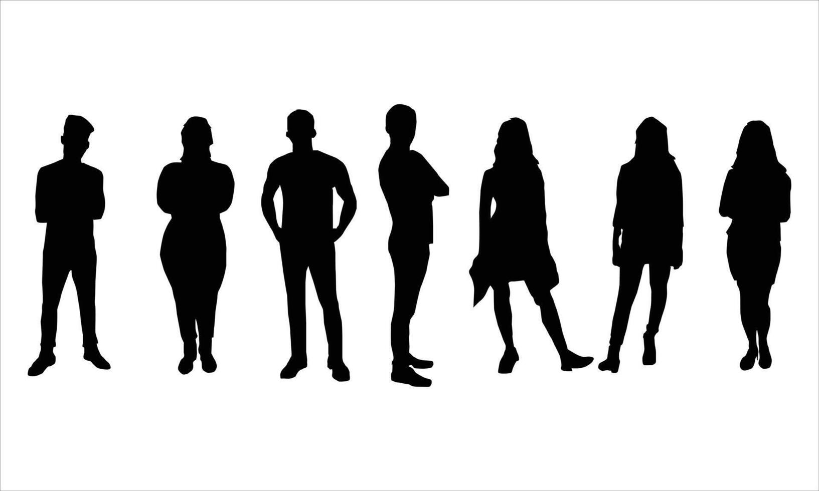 people silhouette set bundle.a group of men and women stand on a white background vector
