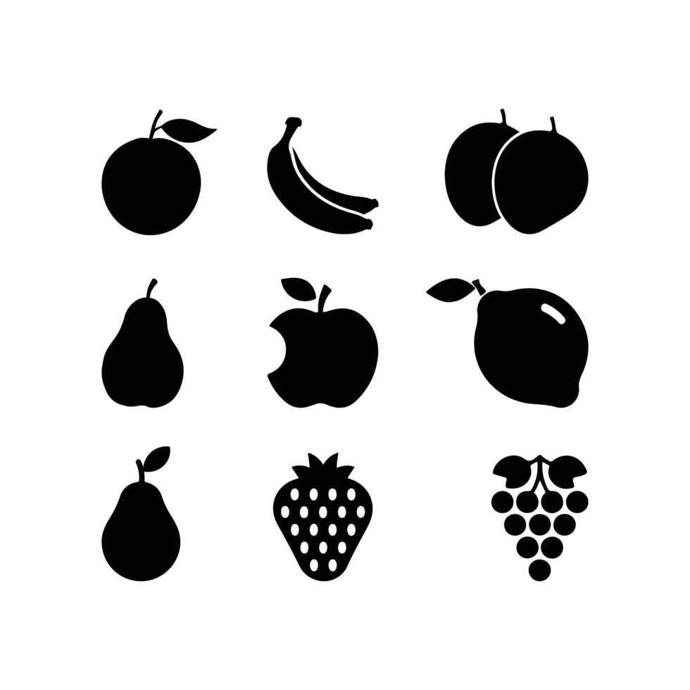 Fruits Icon Set Isolated Illustration On a White Background vector