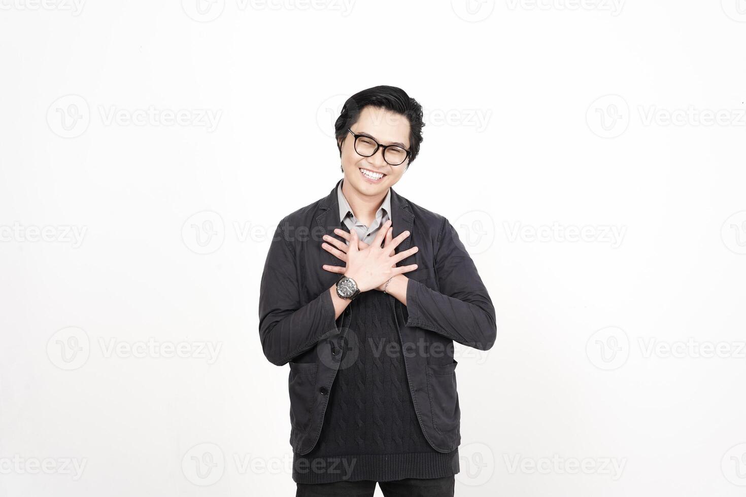 A man in glasses and a sweater is smiling photo