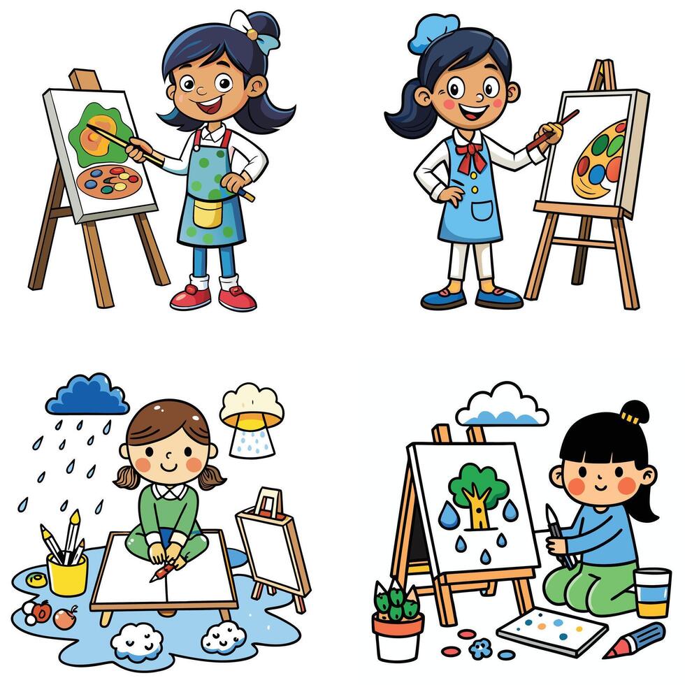 Children's art clipart art vector