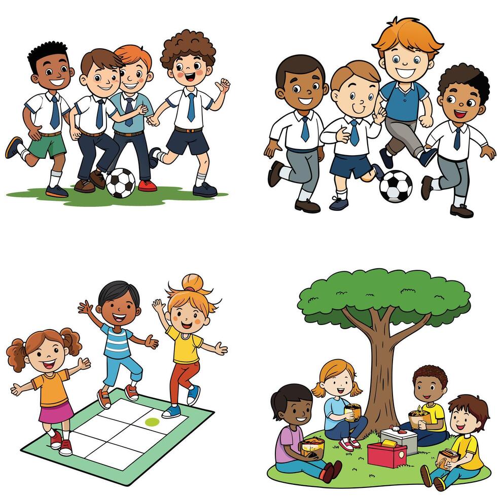 School children playing soccer, playing football, playing soccer, playing soccer, playing soccer, playing soccer vector