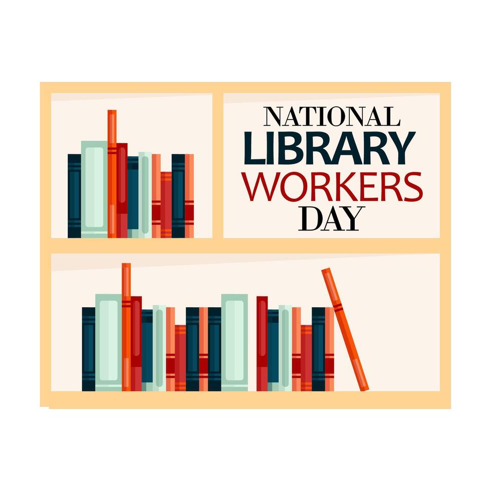 Books on the shelf and National Librarians Day lettering in the middle of the shelves vector