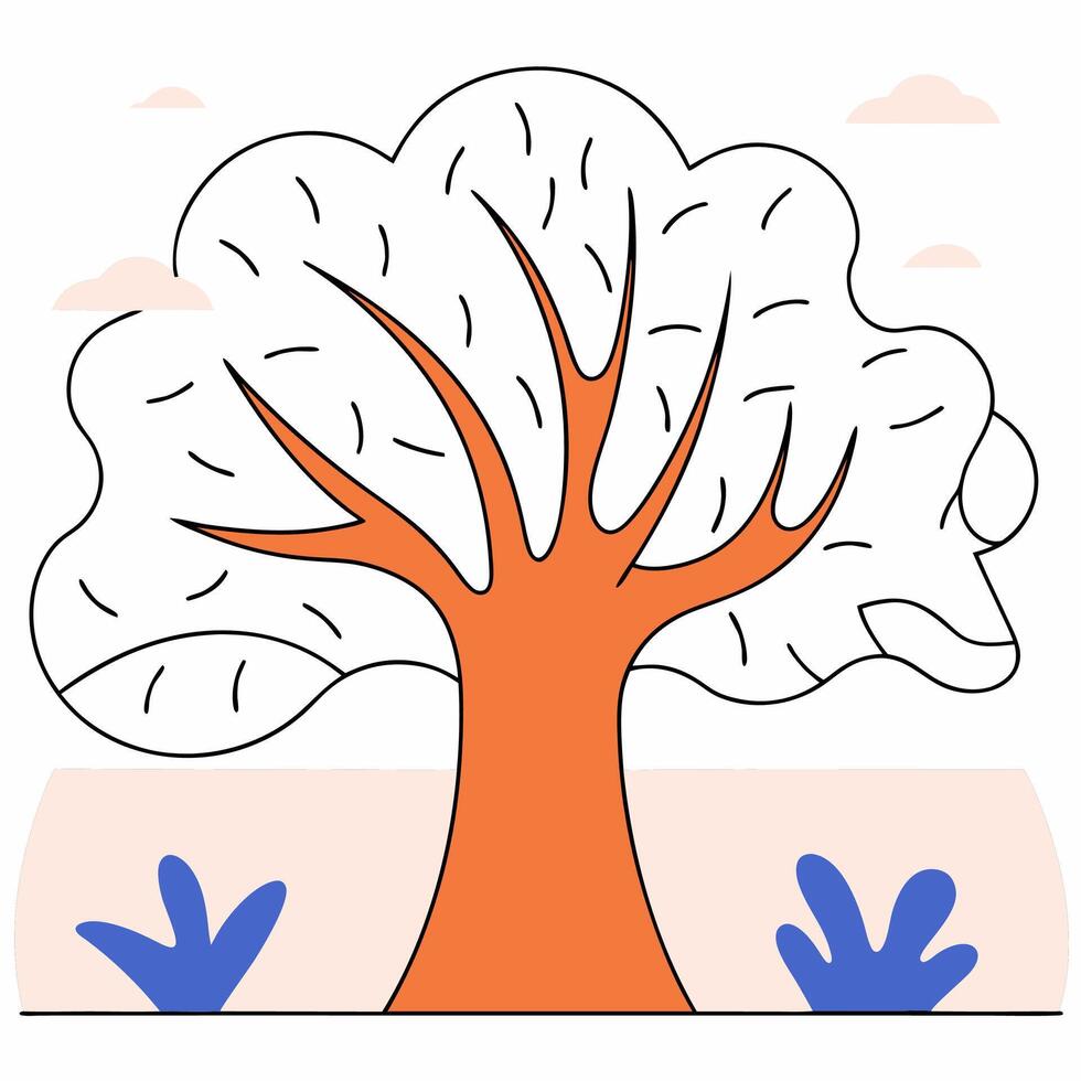 Minimalist Orange Tree Illustration Simple. vector