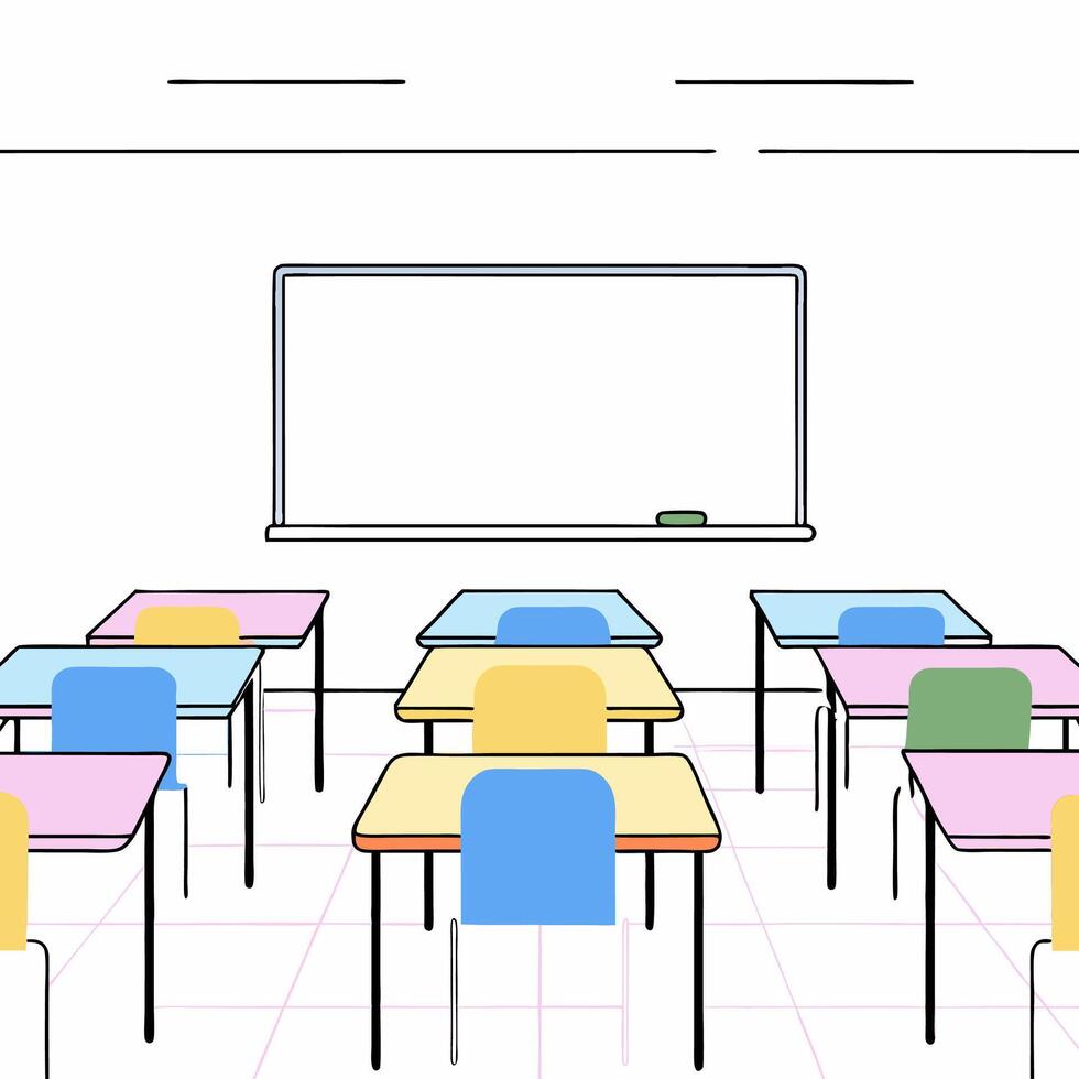 Pastel Classroom Illustration Simple Schoolroom Graphic Education Design. vector
