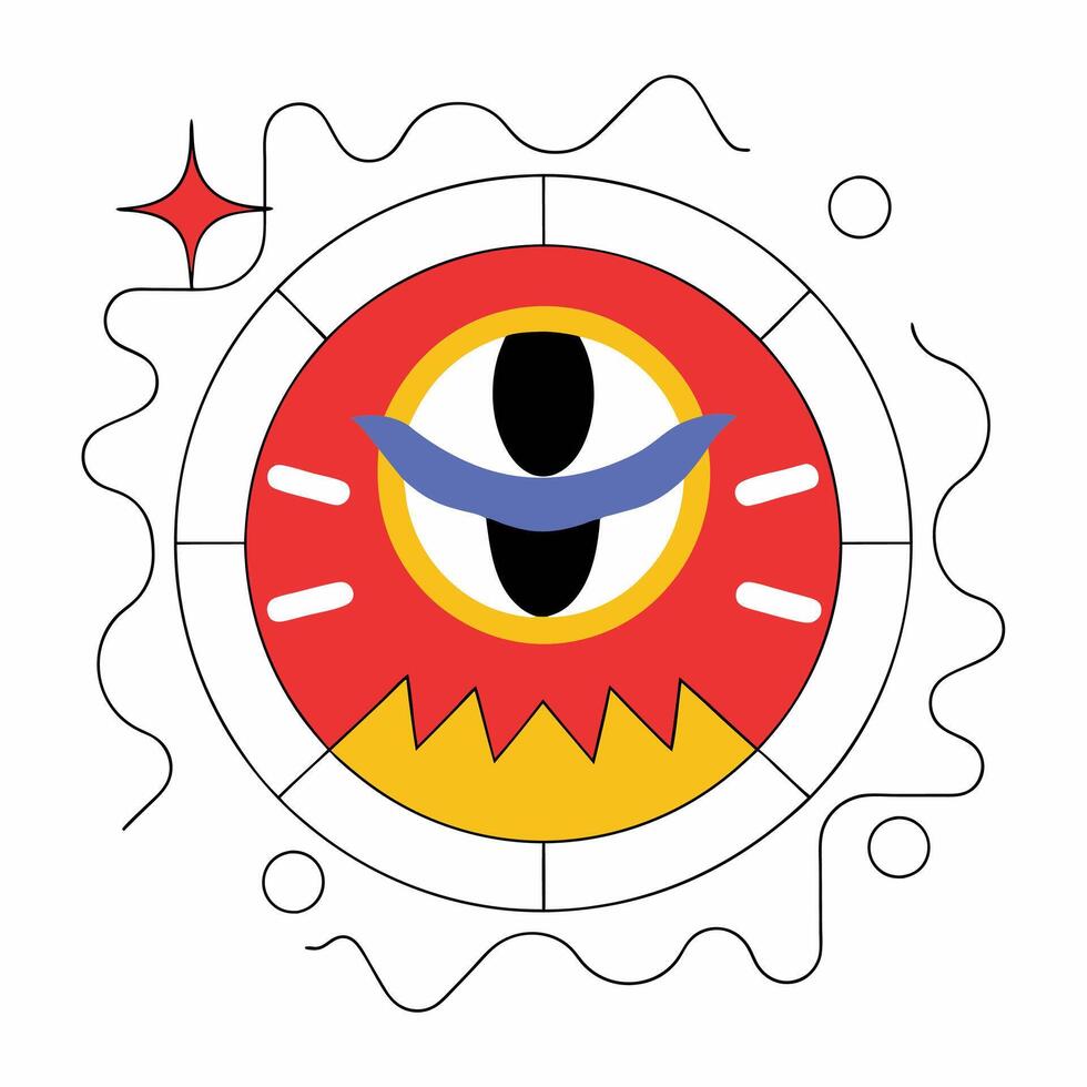 Abstract Stylized Eye Graphic Red, Yellow, Blue. vector