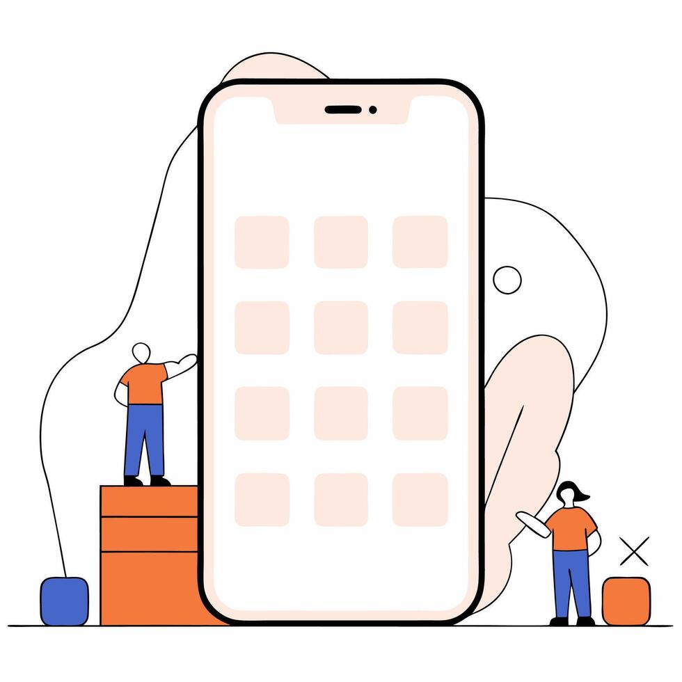 Giant Smartphone App Interface Minimalist Illustration. vector