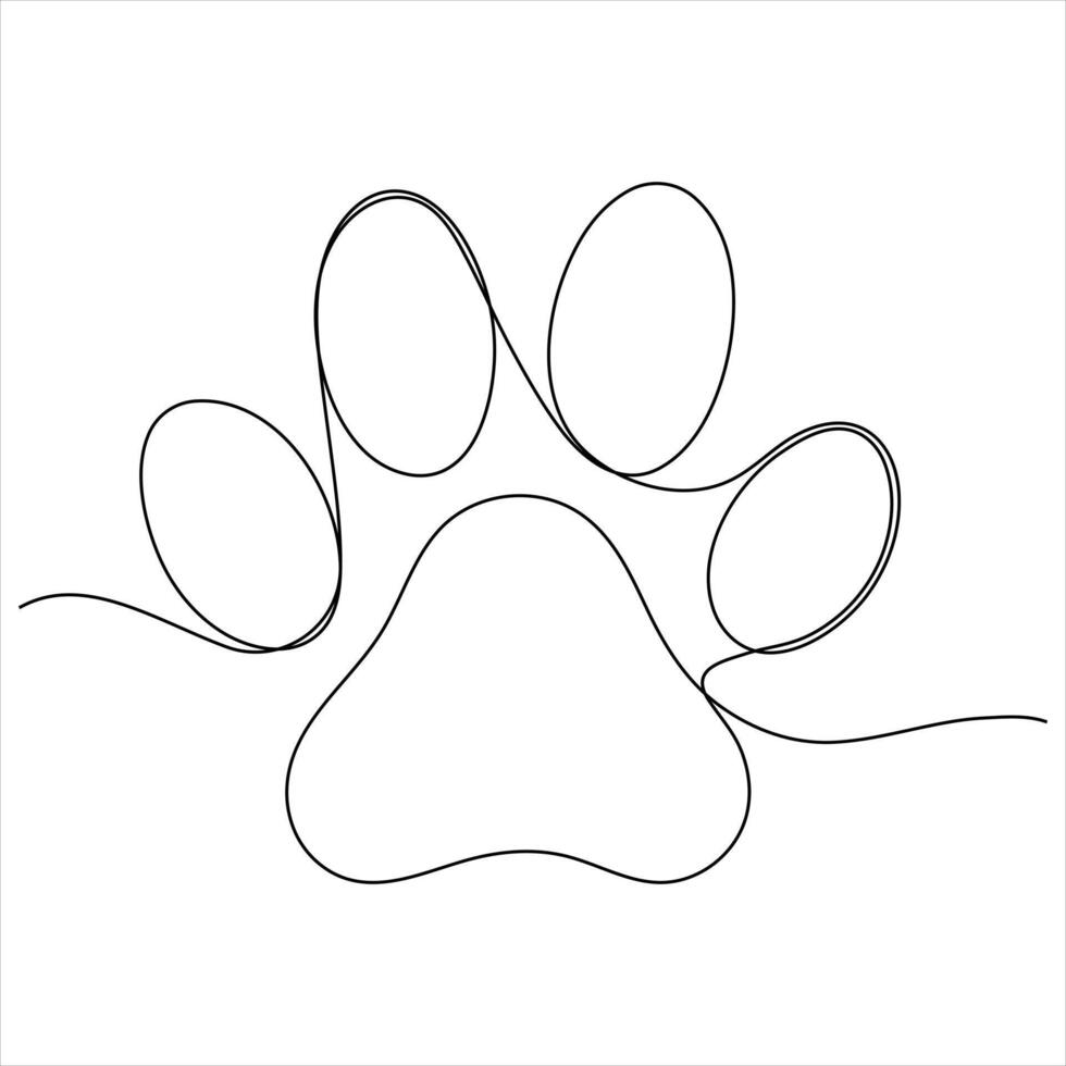 Paw footprints of dog or cat oneline drawing illustration vector