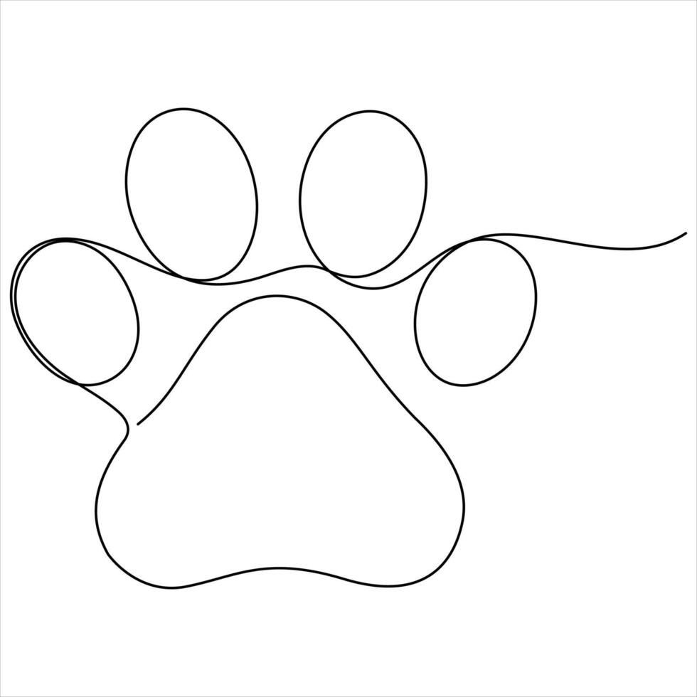 Paw footprints of dog or cat oneline drawing sketch illustration vector