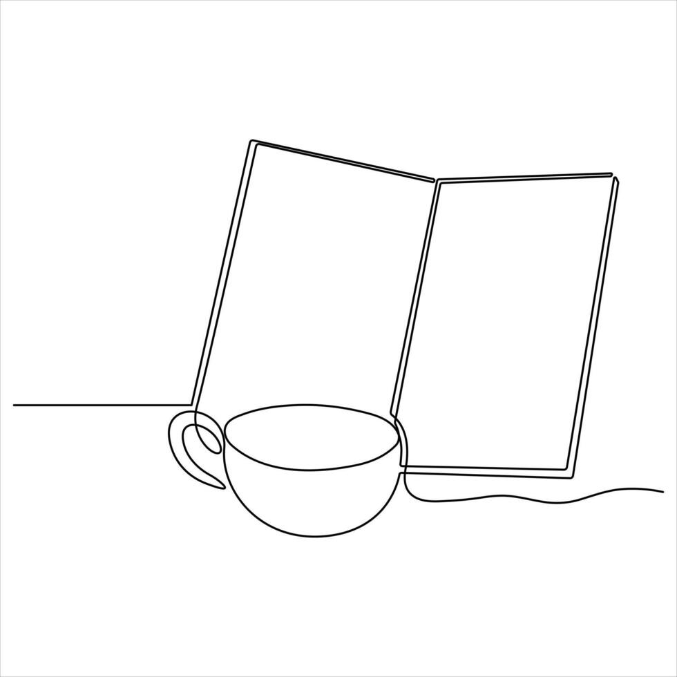 Single continuous line art drawing a cup of coffee or tea Coffee single line art drawing sketch illustration vector