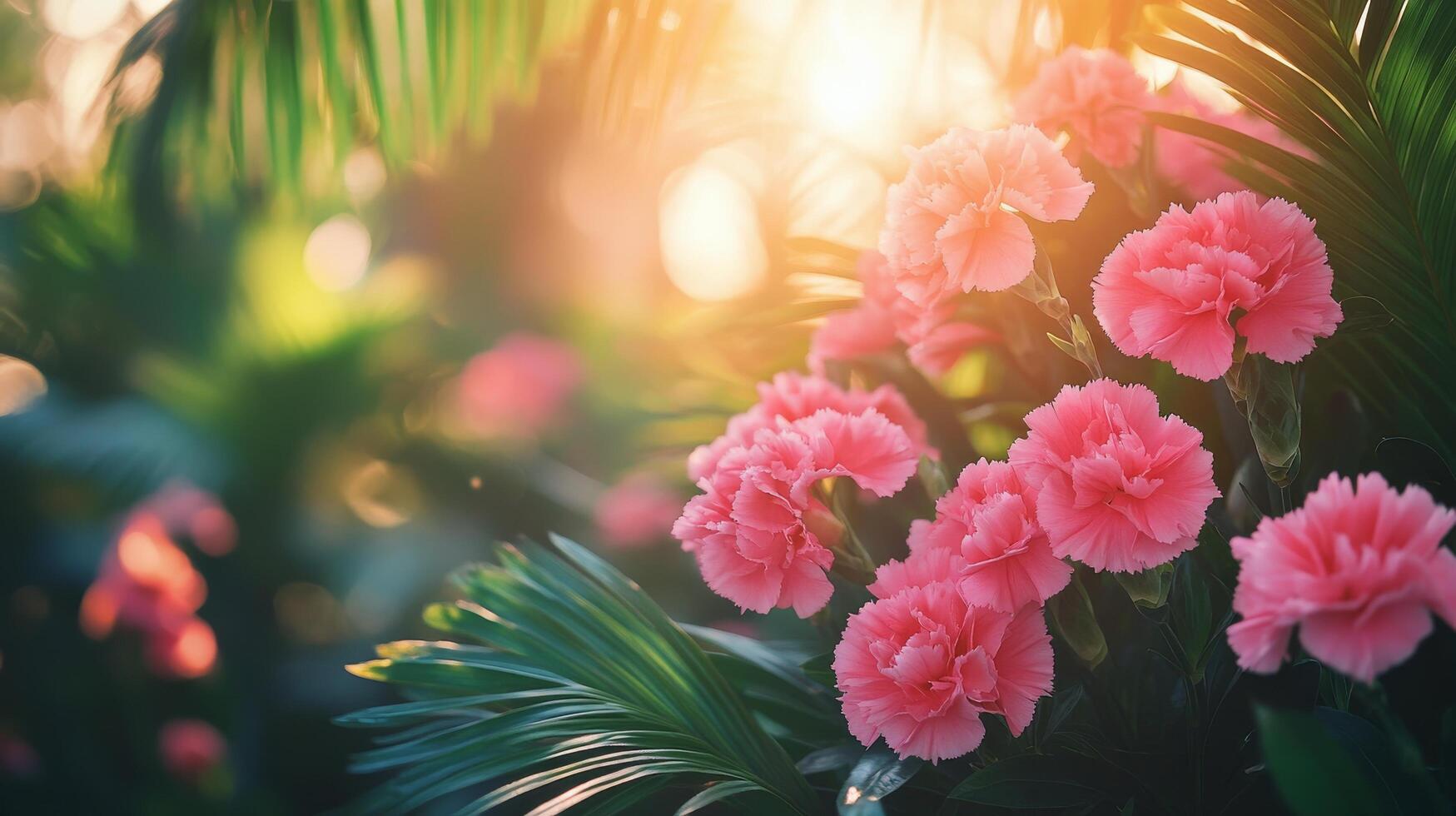 Pink carnations in the sun photo