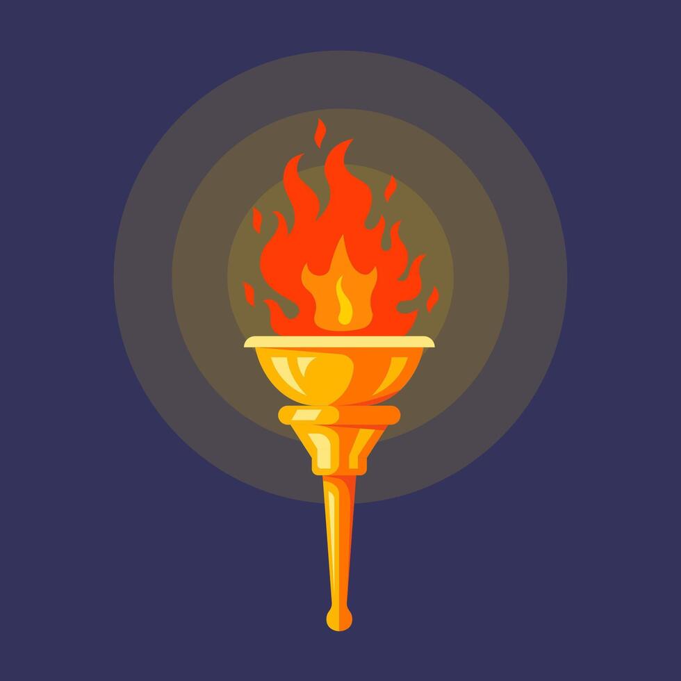 Golden Olympic torch in the dark. vector