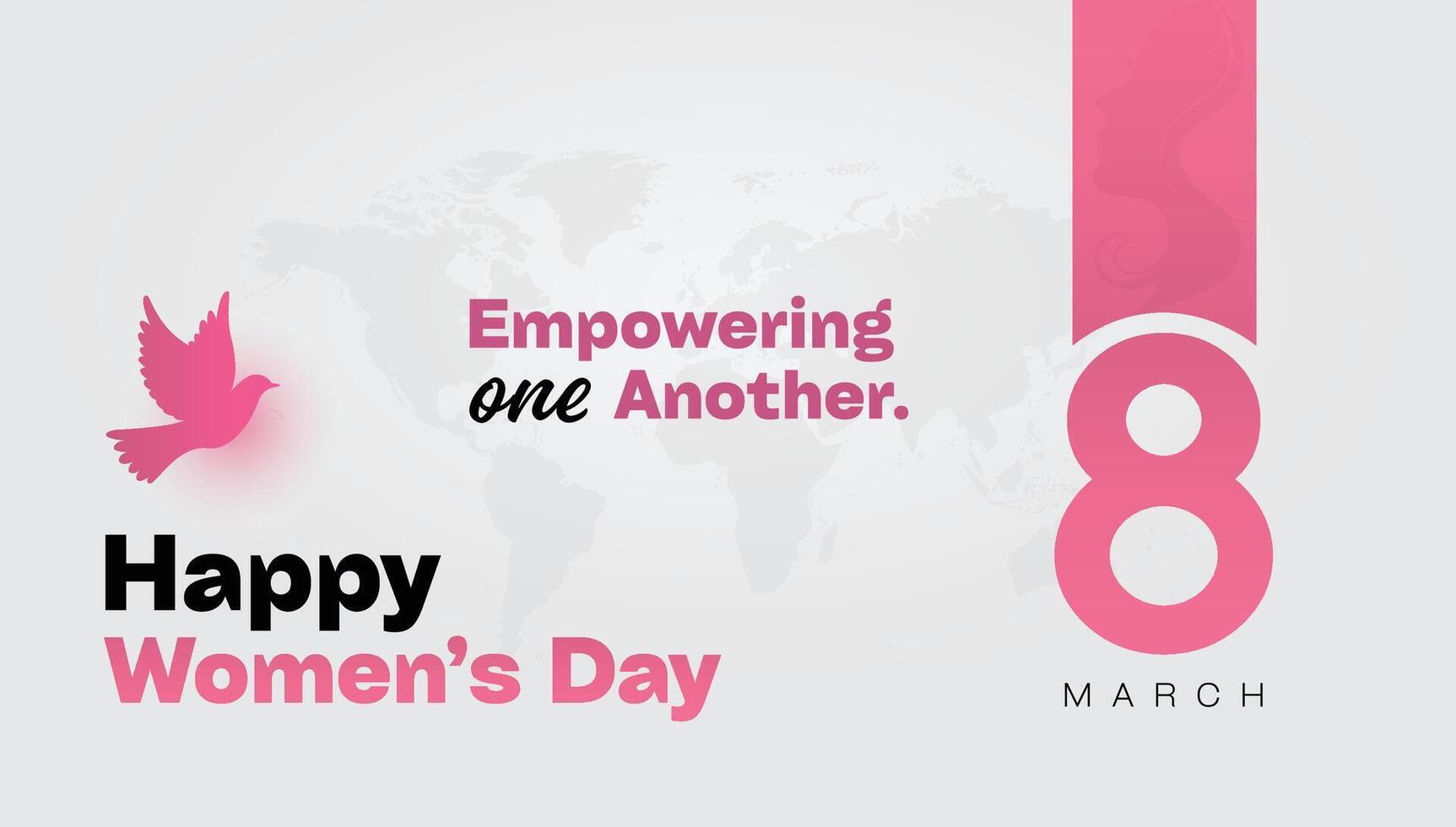 International Women Day Banner Typography with White Background Template - Illustration vector