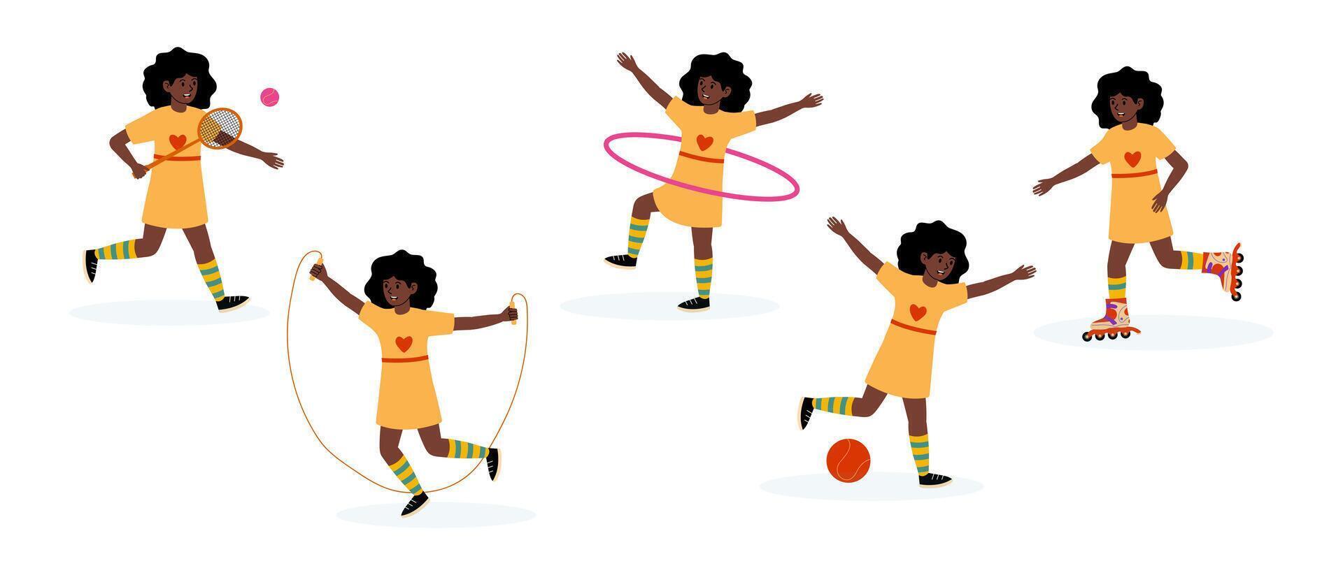 Children enjoy various outdoor sports activities on a sunny afternoon vector