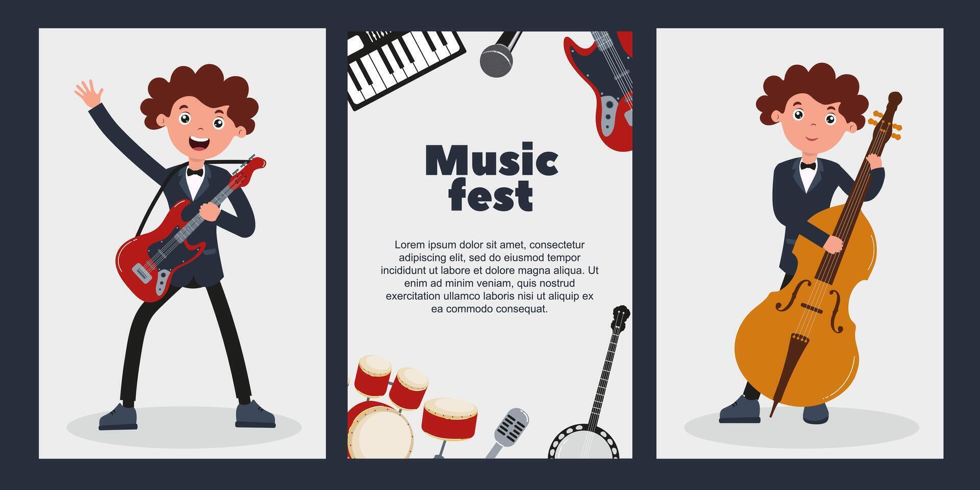 Young musicians celebrate creativity at a vibrant music festival with various instruments vector