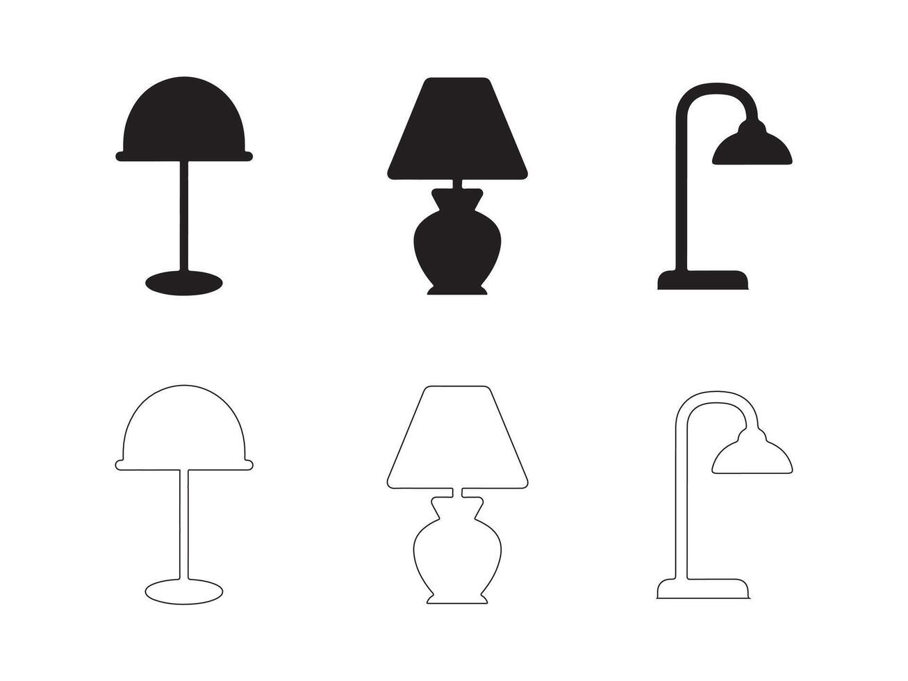 Lamp Silhouettes Pack. icons. vector