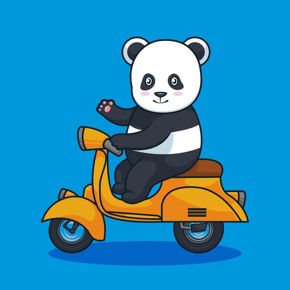 Panda on a Scooter Adventure vector