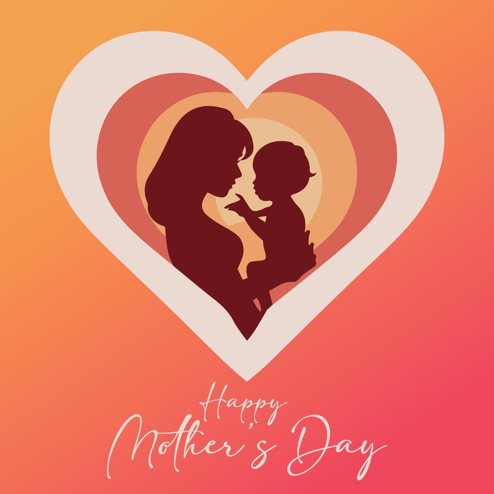 Mother's day Greeting card Social Media design template in modern art style vector