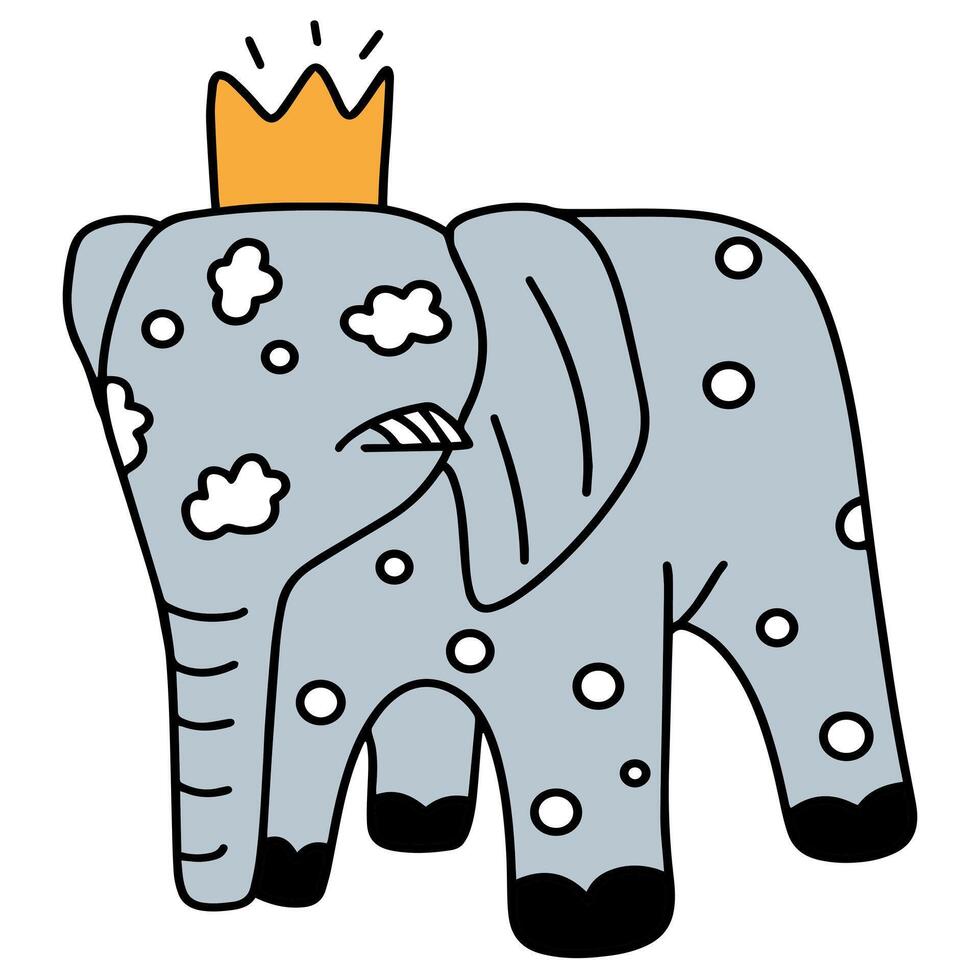 Elephant. Flat cute Illustration in doodle technique with flowers vector