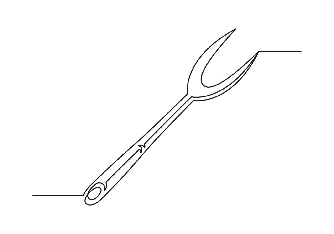 Continuous one line drawing of a kitchen fork vector