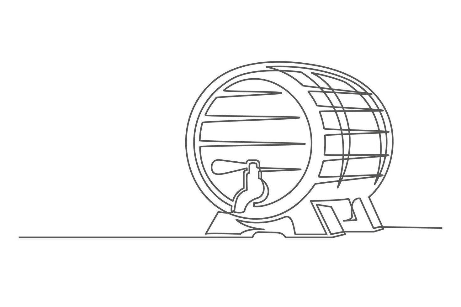 Continuous one line barrel keg vector