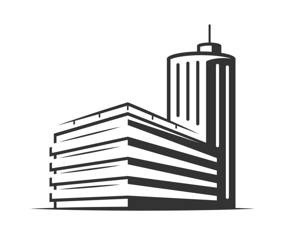 Silhouette building construction isolated on white background vector