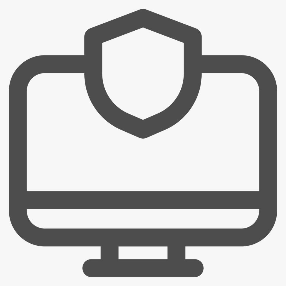 monitor and shield, internet and technology icon vector