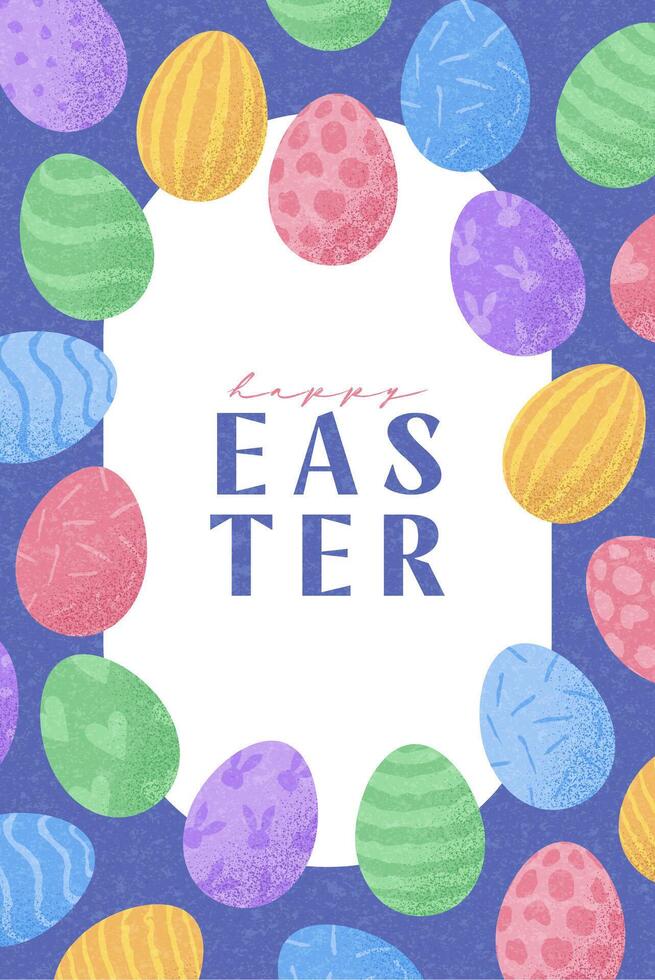Happy Easter banner template. Creative Easter background with eggs. A festive illustration for party design, celebration, branding, ads, covers, cards, and sales. vector