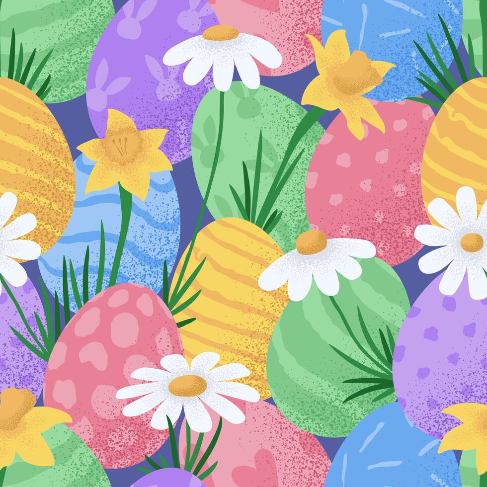easter seamless pattern. hand drawn Easter seamless pattern with eggs and flowers beautiful background. Suitable for Easter cards, banner, textiles, wallpapers. illustration vector