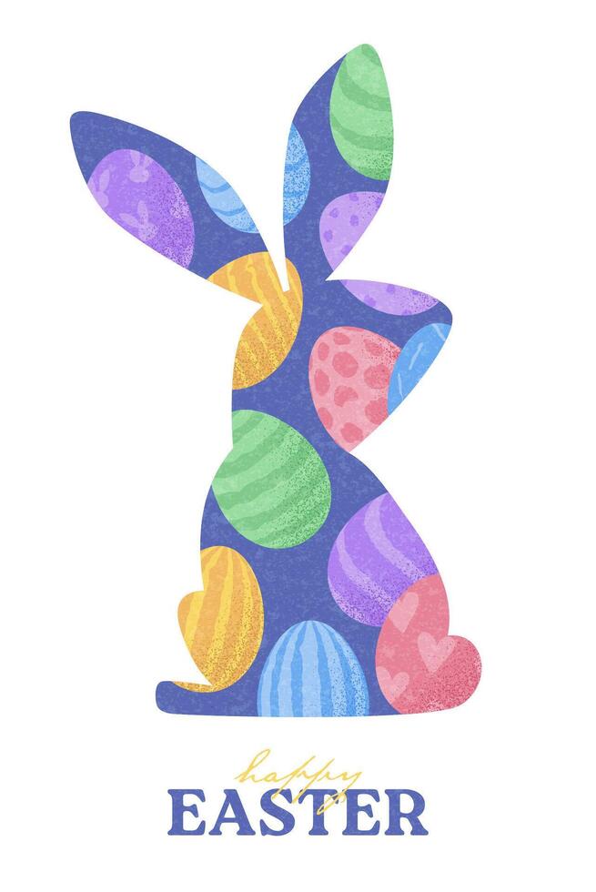 Happy Easter banner template. Creative Easter background with bunnies and eggs. A festive illustration for party design, celebration, branding, ads, covers, cards, and sales. vector